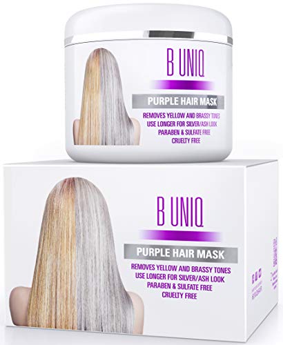 Purple Hair Mask For Blonde, Platinum & Silver Hair - Banish Yellow Hues: Blue Masque to Reduce Brassiness & Condition Dry Damaged Hair - Sulfate Free Toner - 7.27 Fl. Oz / 215 ml