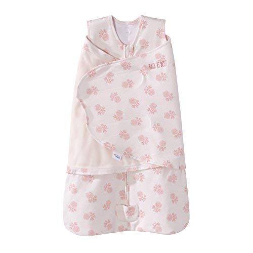 HALO 100% Cotton Sleepsack Swaddle, 3-Way Adjustable Wearable Blanket, TOG 1.5, Watercolor Rose Toss Blush, Small, 3-6 Months