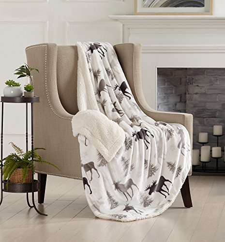 Home Fashion Designs Premium Reversible Two-in-One Sherpa and Fleece Velvet Plush Blanket. Fuzzy, Cozy, All-Season Berber Fleece Throw Blanket Brand. (Moose)