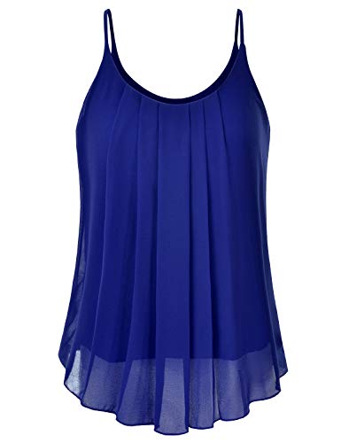 EIMIN Women's Pleated Chiffon Layered Sleeveless Cami Tank Tunic Top (S-3XL)