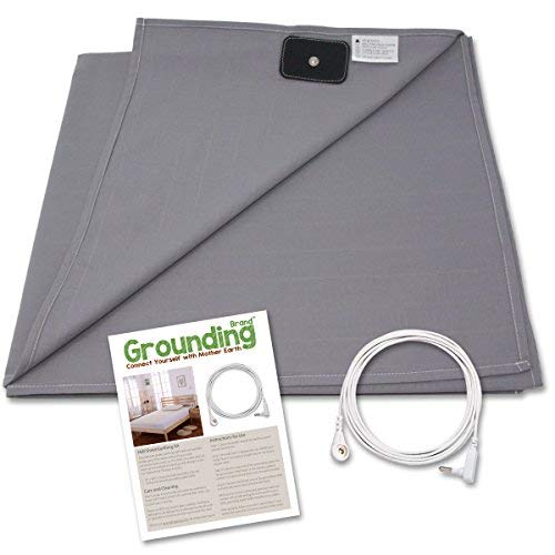 Book Cover Earthing Half Sheet with Grounding Connection Cord - Silver Antimicrobial Conductive Mat for Better Sleep, Natural Wellness and Healthy Energy, Large 98x35.5 Inches fits Full, Queen and King, Grey