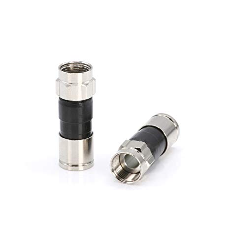 THE CIMPLE CO - RG6 Compression Connectors - F-Type Coaxial Cable Connectors - Indoor/Outdoor Coax Cable Ends with Water-Tight O-Ring for Exterior Use - 3 GHz F81 Coaxial Fittings - 25 PCS, Black