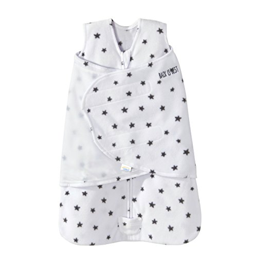 HALO Micro Fleece Sleepsack Swaddle, 3-Way Adjustable Wearable Blanket, TOG 3.0, Mini Stars Charcoal, Small, 3-6 Months
