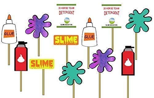 Book Cover 12 Slime Party Cupcake Toppers Food Picks