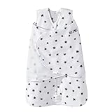 HALO Micro Fleece Sleepsack Swaddle, 3-Way Adjustable Wearable Blanket, TOG 3.0, Mini Stars Charcoal, Small, 3-6 Months