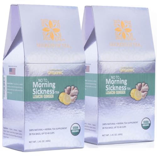 Secrets of Tea - Pregnancy and Nausea Relief Tea, Organic Whole Leaf Herbal Tea, 40 Reusable Sachets, Hot or Iced, Bundle of 2 Packs