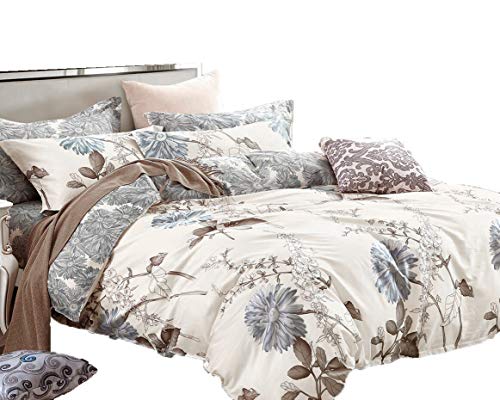 Book Cover Swanson Beddings Daisy Silhouette Reversible Floral Print 3-Piece 100% Cotton Bedding Set: Duvet Cover and Two Pillow Shams (California King)