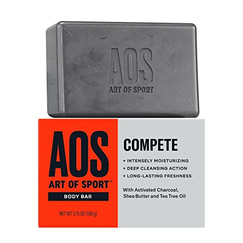 Art of Sport Menâ€™s Bar Soap, Charcoal Activated Hand, Face and Body Soap, Citrus Fragrance, Made with Natural Botanicals, Moisturizing Tea Tree Soap, Made for Athletes, Compete Scent, 3.75 Ounce (Pack of 2)