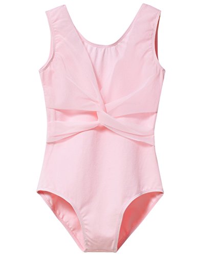 Apexary Girls' Tank Leotard with Mesh Cross Front