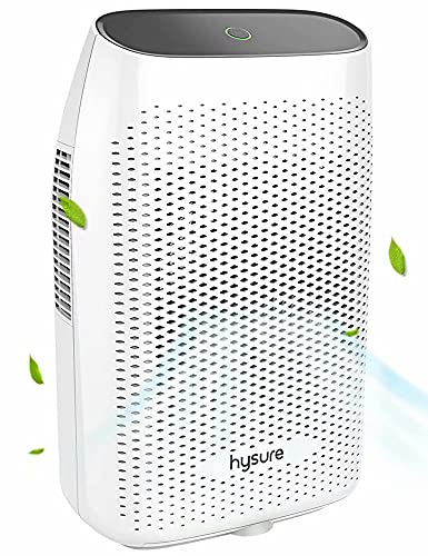 Hysure Upgraded 2000ml/68oz Dehumidifier for Home, Electric Small Air Dehumidifier for 480 Sq Ft, Bathroom, Walk-in Closet, Rv, Basement, Bedroom and Gun Safe, Washable Filter, Grey