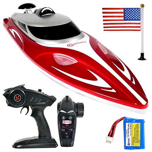 Contixo T1 RC Boat Remote Control Boats - Boat Toys for Water Pool 20+ MPH 2.4 GHz Race Boat Toy for Boys Girls Adults Age 3+ Year Old Birthday Gifts Ideas for Kids(One Rechargeable Battery)