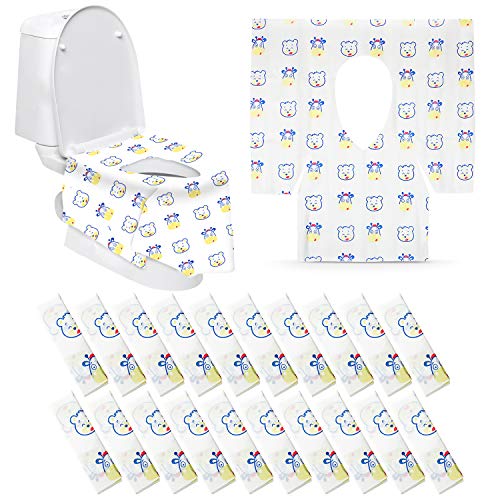 Disposable Toilet Seat Covers Extra Large 20 Packs Perfect for Adults and Kids Potty Training with Individually Wrapped Home Travel Use (Cartoon)