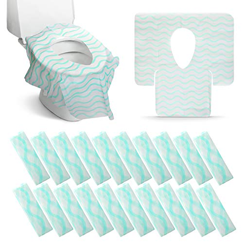 Disposable Toilet Seat Covers Extra Large 20 Packs Perfect for Adults and Kids Potty Training with Individually Wrapped Home Travel Use (Wave)