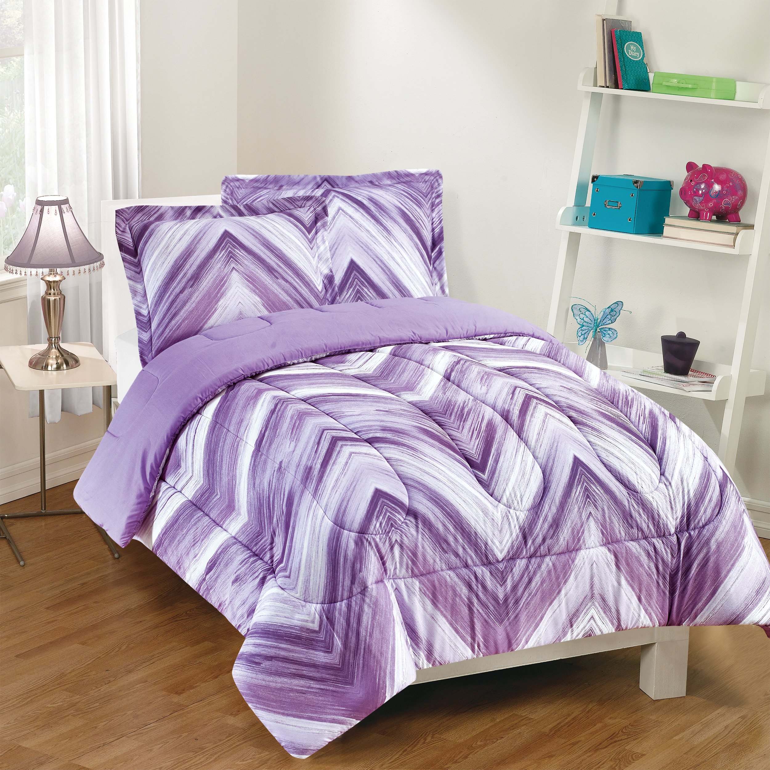 Book Cover Club Gizmo Linden Comforter Set, Twin, Purple