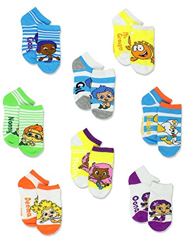Bubble Guppies Boys Girls 8 pack Socks (2T-4T Toddler (Shoe: 4-7), White/Multi) by Nickelodeon
