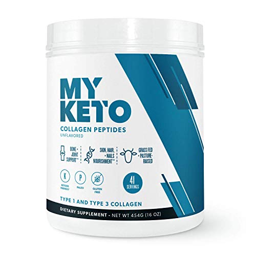 MyKeto Pure Collagen Peptides Powder (Hydrolyzed) | Grass-Fed, Certified Paleo Friendly, Non-GMO, Ketogenic Friendly and Gluten Free - Unflavored