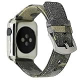 C&P Canvas Strap for Apple Watch Band, Men/Women Soft Breathable Sweatproof Canvas Camo Band for Apple Watch Series 5/All Series - Distressed Camo Green (42mm/44mm)