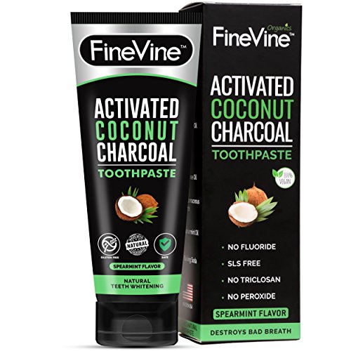 100% Natural Charcoal Teeth Whitening Toothpaste| Charcoal Toothpaste Made in USA| Acti-vated Charcoal Toothpaste for Healthy Gums & Pearly Whites| Organic Vegan Coconut Char-coal Toothpaste Whitening