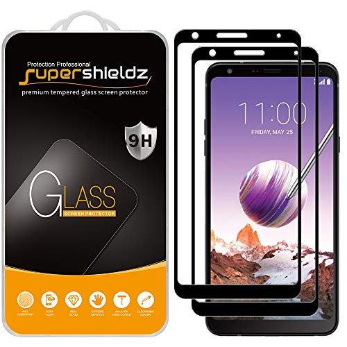 [2-Pack] Supershieldz for LG Stylo 4 Tempered Glass Screen Protector, [Full Screen Coverage] Anti-Scratch, Bubble Free, Lifetime Replacement Warranty (Black)