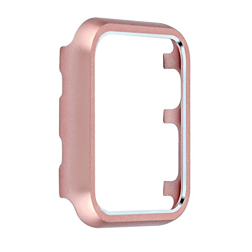 Angeland Metal Protective Smartwatch Bumper 42mm, Matte Finish Aluminum Alloy Frame Cover Case Compatible with Apple Watch 42mm Series 3, Series 2, Series 1 - Rose Gold