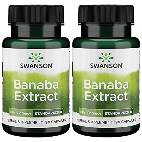 Swanson High Potency Banaba Extract - Herbal Supplement to Hep Maintain Healthy Blood Glucose Levels - Supporting Daily Health Maintenance - (90 Capsules, 60mg Each) 2 Pack