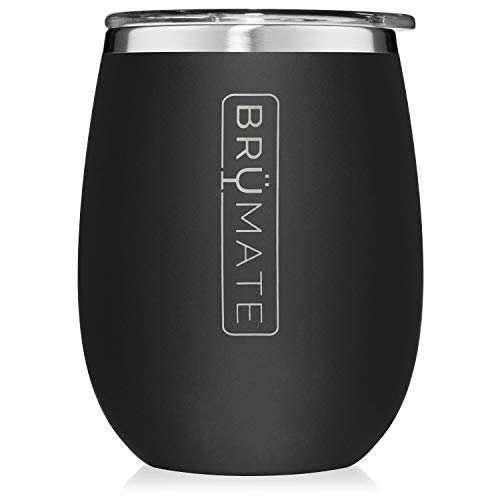 BrüMate Uncork'd XL 14oz Wine Glass Tumbler With Splash-proof Lid - Made With Vacuum Insulated Stainless Steel (Matte Black)