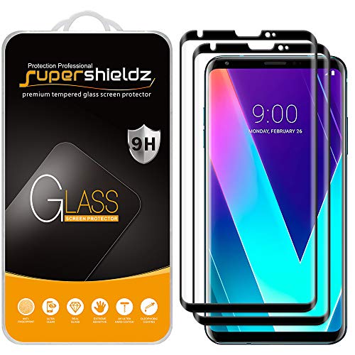 [2-Pack] Supershieldz for LG V30 Tempered Glass Screen Protector, [Full Screen Coverage][3D Curved Glass] Anti-Scratch, Bubble Free, Lifetime Replacement Warranty (Black)
