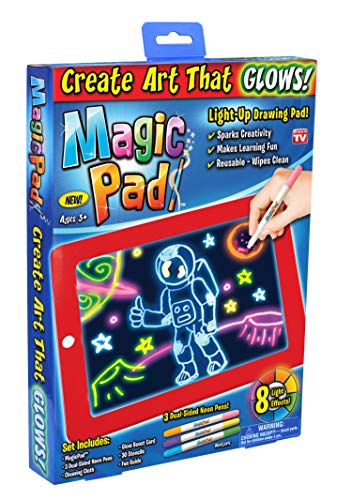 Ontel Magic Pad | Light Up LED Board | Draw, Sketch, Create, Doodle, Art, Write, Learning Tablet | Includes 3 Dual Side Markets, 30 Stencils and 8 Colorful Effects, As Seen on TV (MAPA-MC12/6)