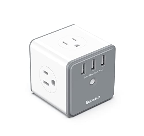 Multiple Plug Outlet with USB Ports, Wall Outlet Expander with 4 AC Outlets 3 USB Charging Ports, Outlet Extender for Dorm Room, Outlet Splitter for Home and Office, Outlet Adapter for Travel