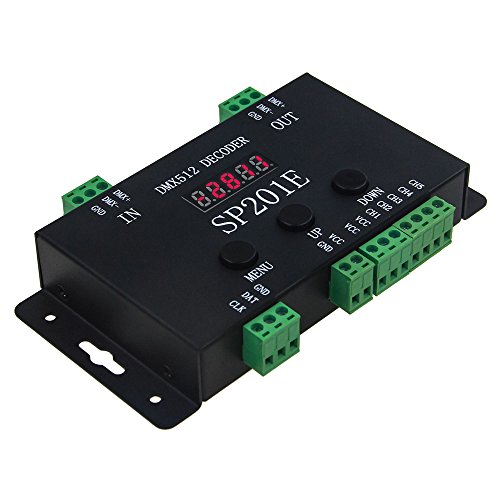 ALITOVE WS2812B WS2811 DMX to SPI Controller Decoder, W/ 99 Color Modes, 5 Channel DMX 512 RGB WW Decoder Controller for WS2815 SK6812 WS2801 WS2813 LP6803 1903 RGBWW LED Pixels Light Strip DC5V~24V