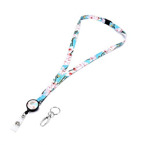Grekywin Painting Style Neck Lanyard and Retractable Badge Holder Retractable Badge Reel for ID Badge, Name Tag Badge
