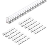 Barrina (Pack of 12 LED T5 Shop Light, 4FT, 2200lm, 6500K (Super Bright White), 20W, Utility Shop Lights, Ceiling and Under Cabinet Light, ETL Listed, Corded Electric with ON/Off Switch