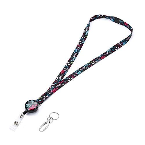 Grekywin Artistic Breakaway Neck Lanyard for ID Badge, Badge Holder with Retractable Badge Reel Removable Buckle for Women