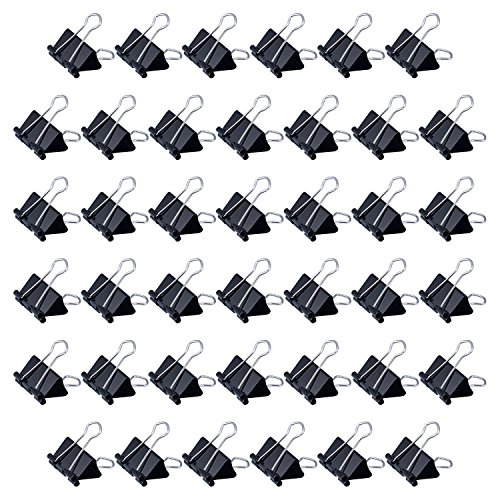 40PCS Binder Clips 1.25" Medium Size, Paper Clips, Office Metal Paper Clamps Black