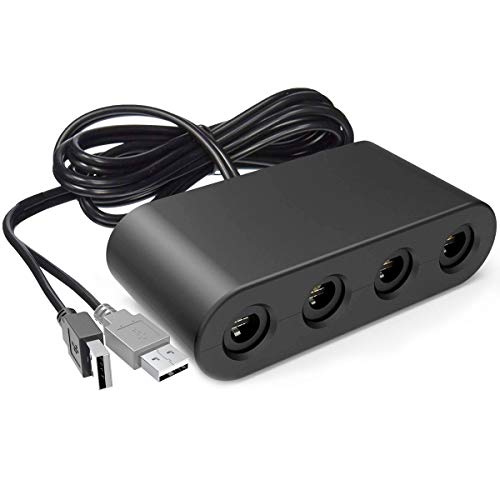 Book Cover Gamecube Controller Adapter. Super Smash Bros Switch Gamecube Adapter for WII U, PC. Support Turbo and Vibration Features. No Driver and No Lag-Gamecube Adapter