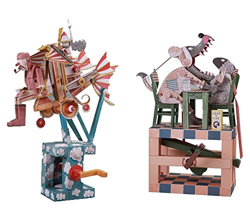 Automata Paper Machine Moving Model Combo Kit – Flying Dreamer + Having Dinner with a Wolf Designed by Keith Newstead (Fun & Educational DIY Project) (Flying Dreamer + Having Dinner with a Wolf)