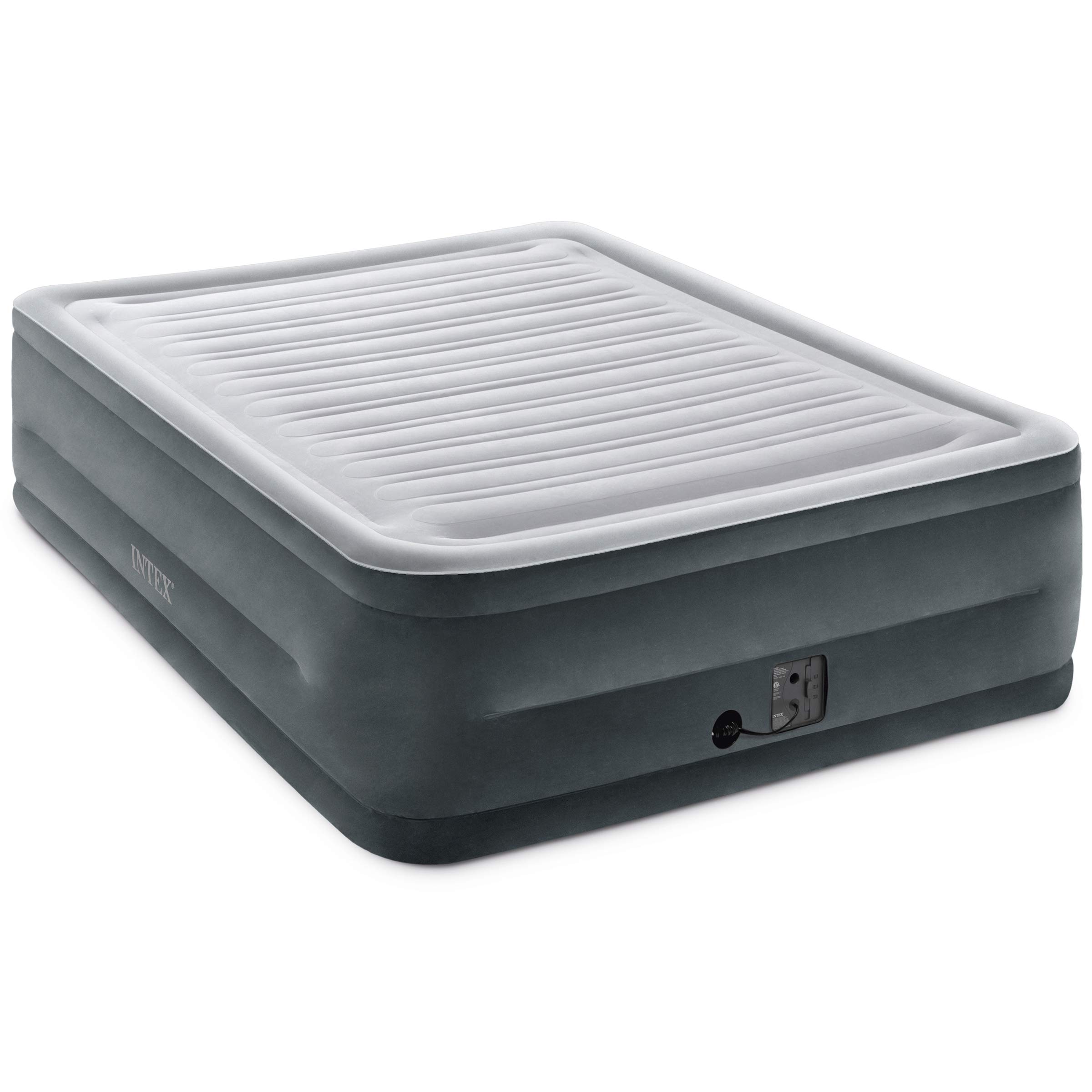 Intex Comfort Dura-Beam Airbed Internal Electric Pump Bed Height Elevated (2020 Model) Queen (600 Lbs) Elevated (22")
