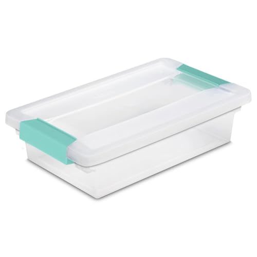 Sterilite 18-Pack Clip Box, Stackable Clear Plastic Bins with Latching Lids, Small - Writing, Arts or Crafts Supplies Storage Containers for Home, Office, Classroom and Workshop Organization
