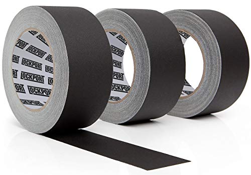 Lockport Black Gaffers Tape 2 inch x 30 Yards - 3 Pack Pro Black Gaff Tape - No Residue, Water Resistant, Non-Reflective, Easy Tear - Photography, Filming, Stage, Production - Back to School Supplies