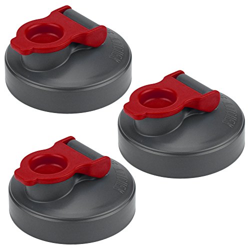 County Line Kitchen Mason Jar Flip Cap Lid. Airtight and Leak-Proof Seal - Red, Wide Mouth, 3 Pack