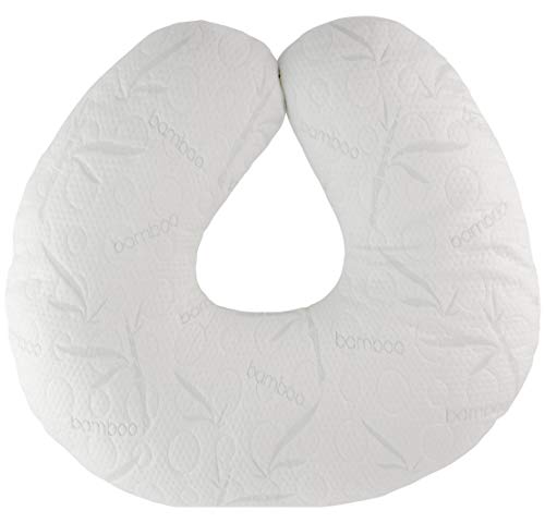 Extra-Soft Breastfeeding Baby Support Pillow w/ 100%Hypoallergenic Removable Bamboo Cover&Slipcover | Antibacterial Newborn Infant Feeding Cushion | Portable for Travel | Nursing Pillow for Boys&Girls