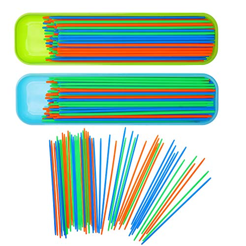 Boao 200 Pieces Pick up Sticks Game Toys with 2 Storage Boxes for Kids Family Fun 3 Colors