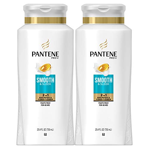 Pantene, Shampoo and Conditioner 2 in 1, Pro-V Smooth and Sleek for Dry Hair, 25.4 fl oz, Twin Pack