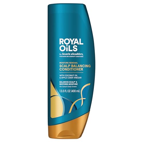 Head & Shoulders Anti-Dandruff Scalp Care with Coconut Oil, Royal Oils Moisture Renewal Conditioner, 1% Pyrithione Zinc, for Natural and Curly Hair, 13.5 fl oz