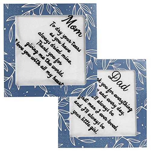 ECOHIP 2-Pack Wedding Handkerchief Embroidered Mother of the Bride Father hankies For Dad Mom Parents Gift
