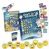 Chart to Success| Magnetic Dry Erase| Daily Routine Responsibility Chore Chart for Kids| 80 Emojis| 70 Tasks, Including Behavior and Self-Care| Fun Design for Both Boys and Girls| Raising a Star