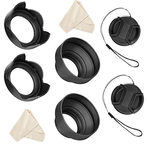 Veatree 55mm and 58mm Lens Hood Set for Nikon D3400 D3500 D5600 DSLR Camera with AF-P DX NIKKOR 18-55mm f/3.5-5.6G VR and AF-P DX NIKKOR 70-300mm f/4.5-6.3G ED Lenses