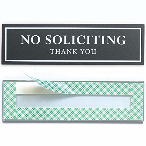 Kubik Letters Original No Soliciting Sign for House (with Strong Adhesive Tape) - No Soliciting Signs for Home - No Solicitors Sign for Front Door - No Solicitation Sign for Business - Grey 200 mil