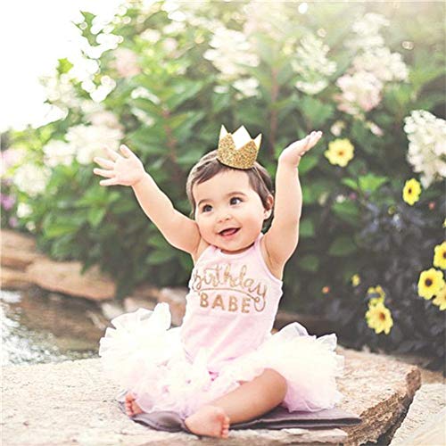 CoFashion Baby Crown Tiara for Women Birthday Sash Cake Topper