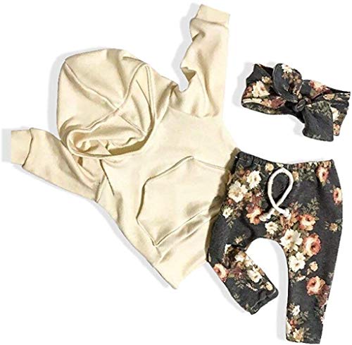 Book Cover Baby Girl Clothes Long Sleeve Hoodie Sweatshirt Floral Pants with Headband Outfit Sets